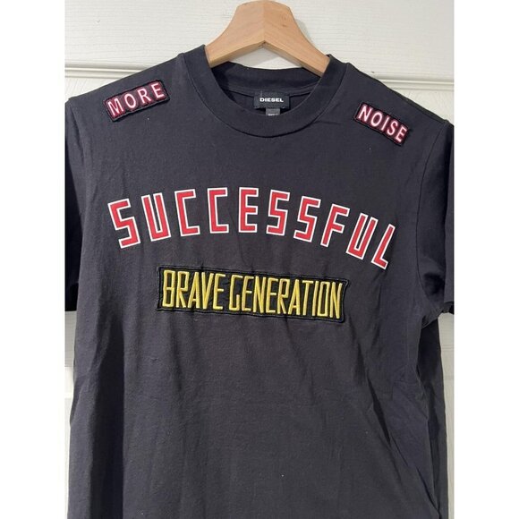 DIESEL TShirt Short Sleeve Crew Neck 100%Cotton Unisex Tee Black Size S - Picture 2 of 8